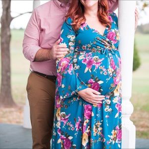 Pink Blush high low Maternity Dress